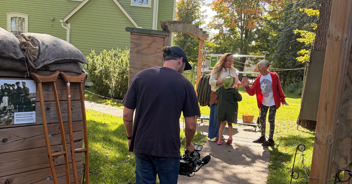 Family being filmed at Bethune House